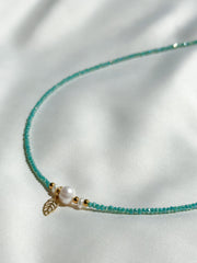 Ketting geslepen glas - turquoise