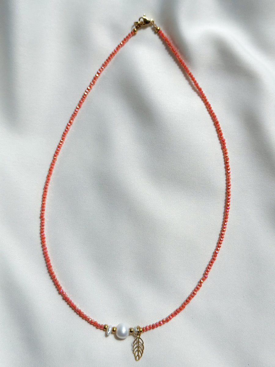 Ketting geslepen glas - oranje