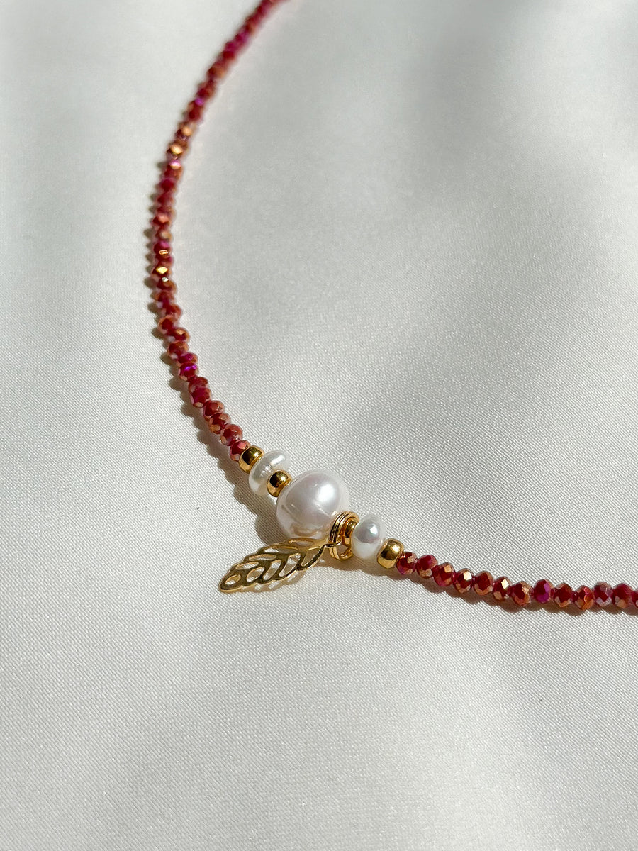 Ketting geslepen glas - rood