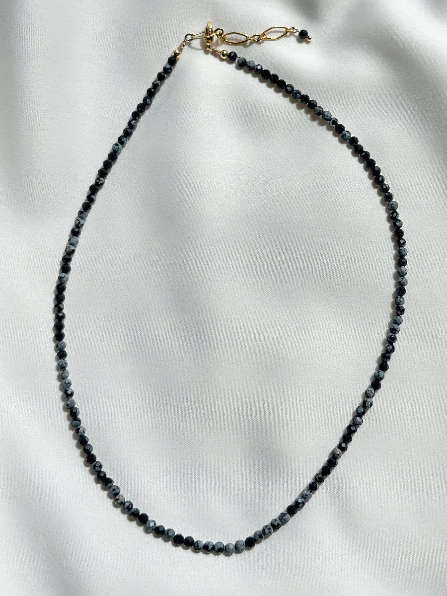 Ketting natuursteen - snowflake obsidian