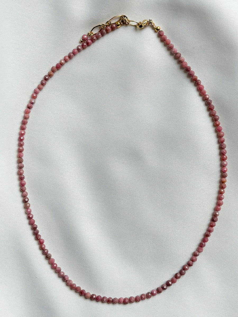 Necklace natural stone - rhodonite