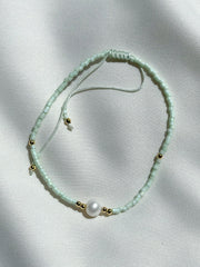 Slide bracelet miyuki beads and pearl - mint