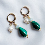 Oorbel dubbele hangertjes - groen