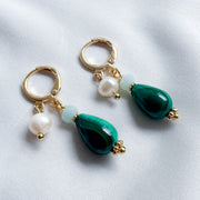 Oorbel dubbele hangertjes - groen