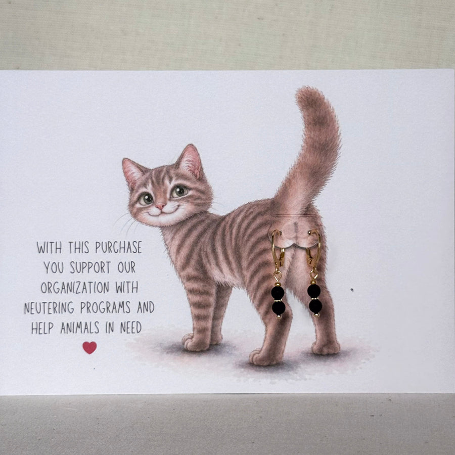 Poes - oorbel zwart