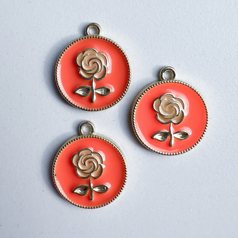 Charm Coin with rose - blue