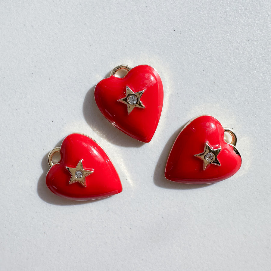 Charm Heart with star - red