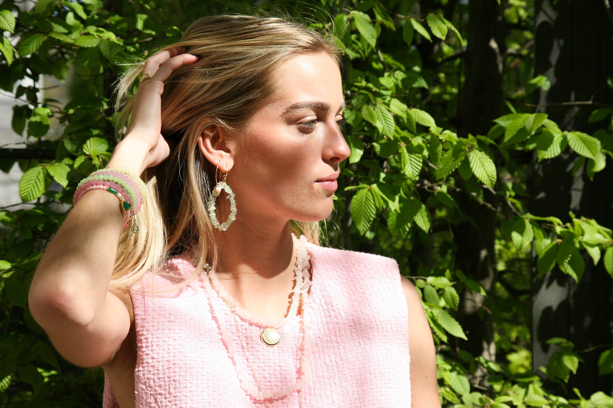 Oorbellen creool natuursteen - prehnite