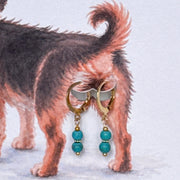 Hond - oorbel turquoise