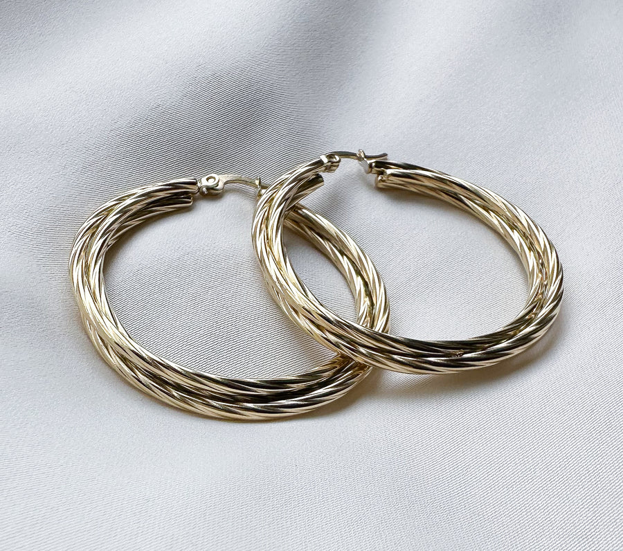 Oorbellen hoops - double twisted textured