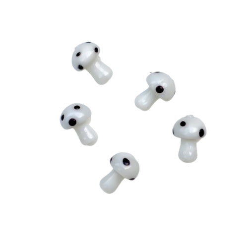 Mushroom glassbeads small - white