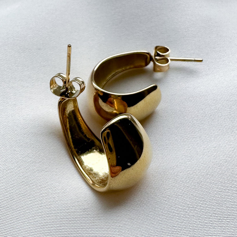 Earring hoops - half drop gold