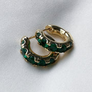 Hoop earrings - green stones