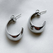 Hoop earrings - half drop silver