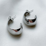 Hoop earrings - half drop silver