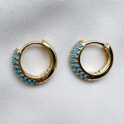 Earrings hoops zirconia - turquoise