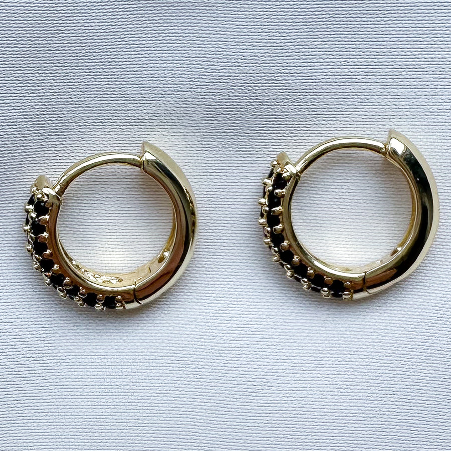 Earrings hoops zirconia - black