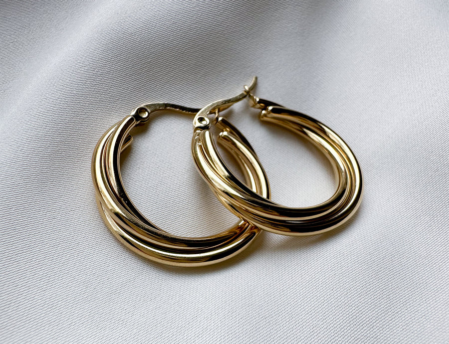 The double twist hoops gold